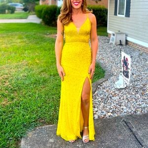 Yellow sequin dress